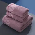 Pure cotton thickened absorbent towel set soft comfortable home face bath towel purple - 35*70cm / Purple Grid