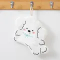 Cute cartoon puppy coral fleece hanging hand towel for kitchen and bathroom absorbent. - Bowtie Running Puppy