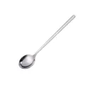 Korean long handle stainless steel round spoon for home kitchen dessert stirring use. - Long Handle Round Spoon / Silver