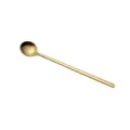Gold stainless steel long handle round spoon, stylish mixing spoon for ice cream, coffee, dessert. - Gold