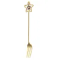 Gold long-handled dessert fork featuring a hollow star top handle, elegant tableware for coffee. - Titanium Gold Star Fork
