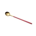 Stainless steel long handle stirring spoon gold head matte red spoon for coffee ice cream - Red and Gold