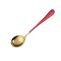 Stainless steel dessert spoon in gold and red finish, perfect for ice cream or coffee. - Red and Gold Spoon