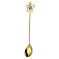 Gold long-handled coffee stirring spoon with hollow star pendant, creative dessert flatware. - Titanium Gold Star Spoon