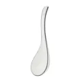 Ceramic soup spoon variant showcasing the elegant white long handle design with black rim. - Large Soup Spoon (Double Line)