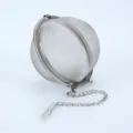 Stainless steel tea infuser ball with chain for loose leaf tea and kitchen cooking spices. - M / Steel Color
