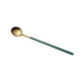 Cuillère en acier inoxydable à long manche cuillère dorée et poignée vert foncé café. - Vert Foncé et Or
