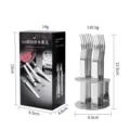 Stainless steel fruit fork set with storage stand, 304 food-grade material, durable and cute. - High-End Silver 6-Piece Set + Stand Color Box