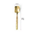 Gold stainless steel shovel spoon, fruit dessert spoon with textured handle, 16cm long. - Square Spatula / Gold