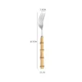 Stainless steel bamboo handle dessert fork variant specification single item tabletop view. - 304 High-Grade Bamboo Handle Dinner Fork