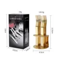 304 stainless steel fruit fork set with holder, golden dessert fork kitchen tableware - High-End Gold 6-Piece Set + Stand Color Box
