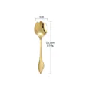 Gold stainless steel tulip spoon, elegant coffee and dessert spoon with leaf handle, 13.2cm. - 13cm / Gold