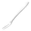 Stainless steel two-tine fruit fork, elegant dessert cake fork, sleek metal tableware item. - Silver Fruit Fork