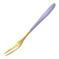 Stainless steel fruit fork with gold tines and purple handle, ideal for desserts and cakes. - Purple Gold Fruit Fork