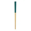 Stainless steel chopsticks with dark green top and gold bottom for modern kitchen dining. - 23cm / Dark Green Gold
