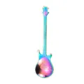 Rainbow stainless steel guitar coffee spoon, creative music themed metal stirring spoon for bar. - Colorful