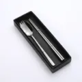 Stainless steel cutlery set portable fork spoon and chopsticks in black gift box for dining - High-End Silver Set / Silver
