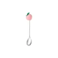Stainless steel spoon with cute pink peach silicone topper, ideal dessert and coffee stirring tool. - Peach Spoon