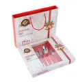Christmas stainless steel cutlery gift set with knife fork and spoon in holiday packaging. - High-End Natural Color Set
