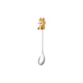 Cute cartoon stainless steel spoon with yellow animal charm for coffee dessert fruit. - Yellow Cow Spoon 3