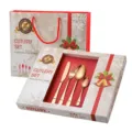 Rose gold stainless steel cutlery set with Christmas gift box, 4-piece tableware set. - High-End Rose Gold Set