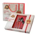 Set de couverts en acier inoxydable noir avec coffret cadeau de Noël couteau cuillère - Ensemble Noir Haut de Gamme