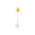 Stainless steel spoon with a cute yellow pear silicone charm, perfect for coffee and dessert use. - Pear Spoon