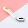 Portable 304 stainless steel baby fork with cute cartoon cat handle for toddler feeding. - Cat Twist Fork / White