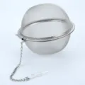 Stainless steel mesh tea infuser ball with hanging chain for loose tea and kitchen spices. - L / Steel Color