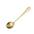 Golden stainless steel spoon, elegant round head design, ideal for desserts and coffee use. - Gold Disposable Spoons