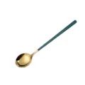 304 Stainless Steel Spoon Long Handle Round Dessert Mixing Spoon Dark Green Gold SKU - Long Handle Round Spoon / Dark Green Gold