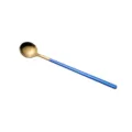 Cuillère à long manche en acier inoxydable, bol doré et manche bleu pour boissons. - Bleu et Or