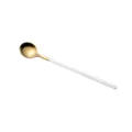 Cuillère à long manche en acier inoxydable, bol doré avec un beau manche blanc chic. - Blanc et Or