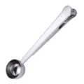 Stainless steel coffee measuring spoon with sealing clip, multifunctional scoop for powder, beans. - Natural