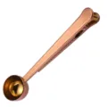 Stainless steel coffee measuring spoon with sealing clip, rose gold kitchen baking tool - Rose Gold