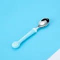Cute baby spoon with lollipop handle, stainless steel kids cutlery, light blue variant. - Lollipop Spoon / Blue