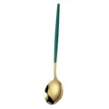Dark green and gold stainless steel round spoon, elegant Portuguese style tableware SKU. - Dark Green Gold