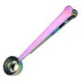 Stainless steel coffee measuring spoon with sealing clip, rainbow color kitchen baking tool. - Colorful
