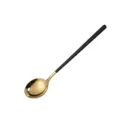 Korean style long handle round spoon stainless steel black and gold dessert spoon for home - Long Handle Round Spoon / Black & Gold