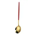 Red handle gold stainless steel spoon, elegant European style round soup spoon for dining. - Red And Gold