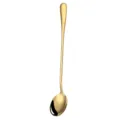 Gold stainless steel long handle spoon for coffee and ice stirring, elegant kitchenware variant. - Iced Round Spoon / Gold