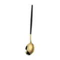 Portuguese style stainless steel round spoon with gold bowl and black handle for dining table. - Black & Gold