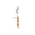 Stainless steel dessert spoon with bamboo-shaped handle, 16.2cm length, durable kitchen cutlery. - 304 High-Grade Bamboo Handle Dessert Spoon