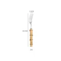 Stainless steel dessert fork with bamboo handle, 16.2cm long, premium cutlery for steak and dining. - 304 High-Grade Bamboo Handle Dessert Fork