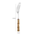 Stainless steel dinner fork with natural bamboo handle, elegant tableware for dessert. - 304 High-Grade Bamboo Handle Serving Fork
