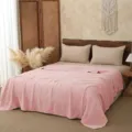 Pink cotton gauze summer blanket soft breathable lightweight quilt for bedroom decor and cozy sleep - 110*110cm / Light Pink