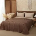 Cozy solid brown cotton six-layer gauze summer air conditioning blanket and bed cover. - 110*110cm / Light Brown