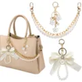 Parel strik tassen ketting handtas hanger gouden metalen ketting sleutelhanger decoratief - Stijl 15