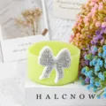 Cute silicone cup sleeve with sparkling rhinestone bow tumbler protective boot accessories - Green