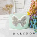 Silicone cup sleeve with rhinestone bow decoration, approx 7.5cm protector cover accessory - Light Green